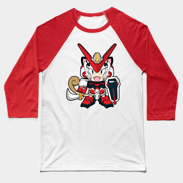 Cat Mecha Baseball T-Shirt by xenosk